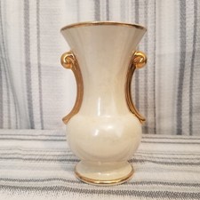 Vintage Mid-Century Iridescent Lusterware Twin-Handled Vase with Gold Trim — listing 3