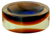 Murano Sommerso Art Glass Apple-Form Bowl with Gold Aventurine Center — listing 2