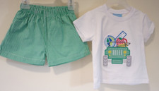 Boys Boutique Red Schoolhouse Applique Shortall Overalls — listing 2
