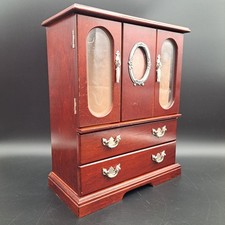 Vintage French Provincial Style Small Wooden Jewelry Cabinet Armoire with Wire Mesh Doors — listing 5