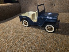Vintage Pressed Steel Military Jeep Toy with Fold-Down Windshield, Olive Drab — listing 5