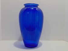 Cobalt Blue Optic Ribbed Footed Glass Vase — listing 6