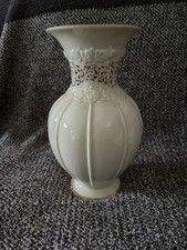 Lenox Ivory Porcelain Embossed Rose Vase, 12 inch, Gold Rim — listing 6