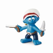 Vintage 1982 Pirate Smurf with Sword PVC Figure on Original Wallace Berrie Card — listing 3