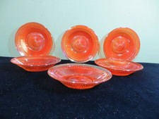 Vintage Marigold Carnival Glass Ruffled Bowl with Crackle/Tree Bark Texture, 7.5 inches — listing 6