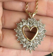 Gold-Tone Heart-Shaped Pavé Cluster Pendant with Clear Stones — listing 4