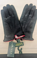 Lauren Ralph Lauren Women's Black Genuine Leather Dress Gloves Size Large