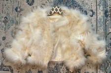 Vintage Fur Hat with Brocade Crown, Rhinestones & Feather Accent — listing 3