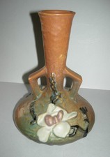 Roseville Pottery Magnolia Two-Handled Vase in Blue — listing 5
