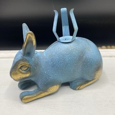 Cast Metal Figural Rabbit Rowing Leaf Boat Tealight / Egg Cup Candle Holder — listing 5