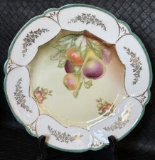 Antique Gilt Encrusted Green & White Porcelain Dessert Plate