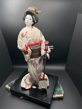Vintage Japanese Geisha Doll in Red Wedding Kimono with Tsunokakushi Headdress, Display Case — listing 2
