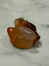 Chinese Carved Carnelian Ring Connector with Light Blue Enamel Cloisonné Edge, 1.25 inches wide — listing 5