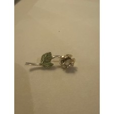 Vintage Avon Red Rose Brooch, Gold-Tone Stem with Leaves, 1970s — listing 4