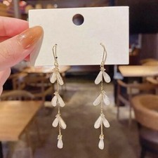 Pair of Leaf Vine Drop Earrings, Gold-Tone, listing 5