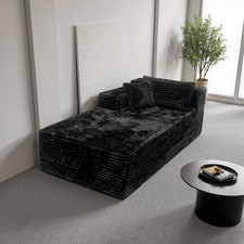 Two-Piece L-Shaped Sectional Sofa with Chaise, Navy/Charcoal Chenille Upholstery — listing 5