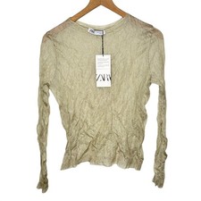 Zara Special Edition Metallic Textured Short-Sleeve Top, Size S — listing 2