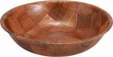 Carved Hardwood Salad Bowl Serving Set with Leaf-Motif Servers — listing 3