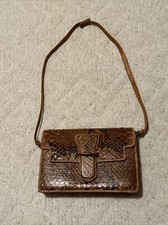Vintage Black Snakeskin Embossed Leather Shoulder Bag with Coin Purse — listing 4