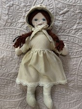 Vintage Small Handmade Cloth Doll with Embroidered Face and Stitched Dress — listing 3