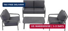 Aluminum Patio Conversation Set - Sofa, 2 Lounge Chairs & Coffee Table with Gray Cushions — listing 6