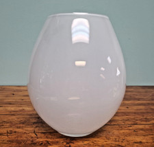 Pair of White Cased Glass Ovoid Vases with Horizontal Ribbed Beehive Bands — listing 3