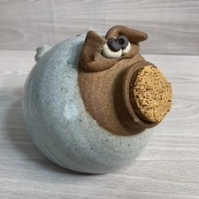 Vintage American Art Pottery Standing Pig Figural Piggy Bank with Blue Bow Tie — listing 6