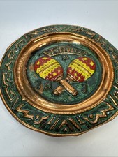 Vintage Venezuela Copper & Brass Souvenir Wall Plate with Maracas Motif — listing 2