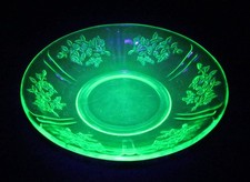 Federal Glass Green Uranium Depression Glass Ribbed Bowl, 7.5 inches — listing 6