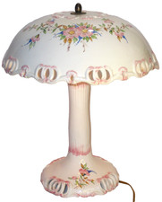 Italian Hand-Painted Majolica Pottery Table Lamp with Floral Decoration — listing 3
