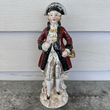 Vintage Porcelain Colonial Gentleman Figurine with Floral Bouquet