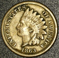 1863 Indian Head Cent (Copper-Nickel), Type 2 with Oak Wreath and Shield Reverse — listing 3