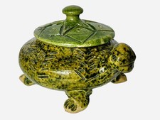 Vintage Ceramic Turtle Figural Covered Jar with Butterfly Finial — listing 6