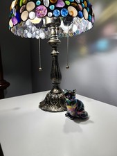 Fenton Art Glass Cobalt Blue Hand-Painted Sitting Cat Figurine — listing 5