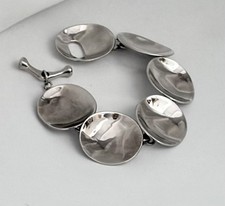 Robert Lee Morris Hammered Silver-Tone Curved Bar & Ball Bead Leather Bracelet, 8" long — listing 3