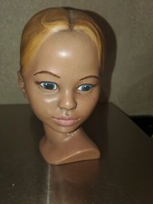 Vintage Chalkware Bust of a Young Girl with Braided Updo on Gilt Base — listing 4
