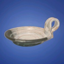 Studio Pottery Chamberstick Candle Holder with Green Glaze Accents — listing 4