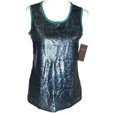 Multiples Sequin-Embellished Abstract Print Sleeveless Tank Top — listing 2
