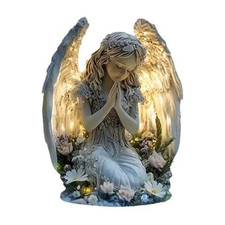 Praying Angel Figurine with Floral Trim and Feathered Wings — listing 3