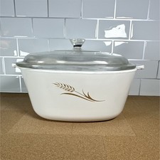 Vintage CorningWare Golden Wheat 10-Inch Square Casserole with Glass Lid (A-10-B / W-10-B)