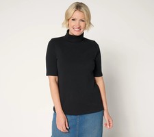 Essentials Elbow-Sleeve Boat-Neck Floral Knit Top, Dinner White, Petite Large — listing 4