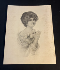 Pair of Framed Gibson Girl Style Portrait Prints in Gilt Bamboo Frames — listing 5