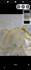 Vintage Yellow Uranium/Vaseline Depression Glass 3-Section Divided Grill Plate, 10 inch, Cameo/Etched Pattern — listing 6