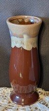 Studio Art Pottery Bud Vase with Turquoise & Black Drip Glaze