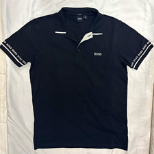 Hugo Boss Men's Black Piqué Cotton Polo Shirt with Contrast Tipping
