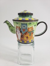Kelvin Chen Hand-Painted Enamel Miniature Teapot, "Cats" Pattern No.1987 — listing 2