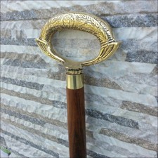 Ornate Brass Fritz-Handle Walking Cane with Hardwood Shaft — listing 5