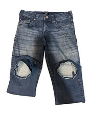 True Religion Boys Denim Shorts with Acid Wash and Contrast Stitching — listing 5