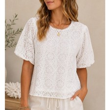 Vince Camuto Ivory Floral Lace Fit-and-Flare Dress, Size 6