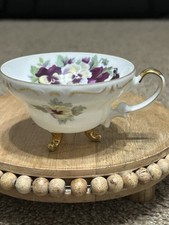 Cherry China Sweet Violets Porcelain Cream and Sugar Set with Gold Trim — listing 5